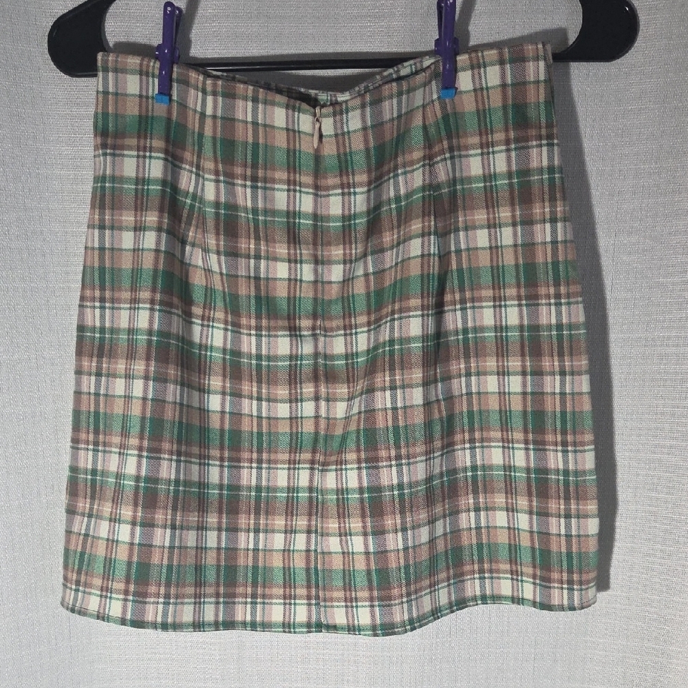 Zara Green and Brown Mini Skirt NWT Size Small Plaid - Picture 3 of 6